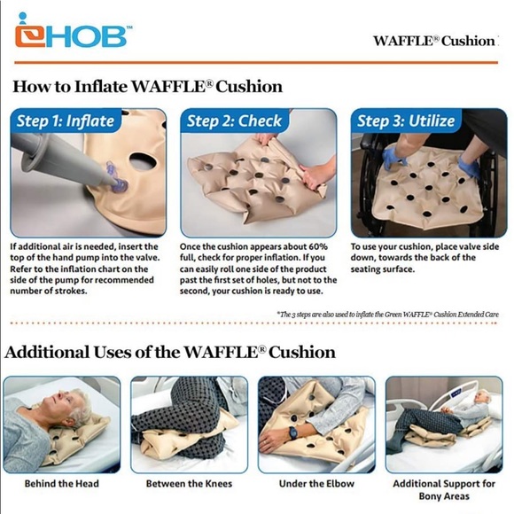 ♿️EHOB Seat Cushion Waffle® Inflatable 17"x17"x1.5"  Wheelchair - Picture 7 of 10